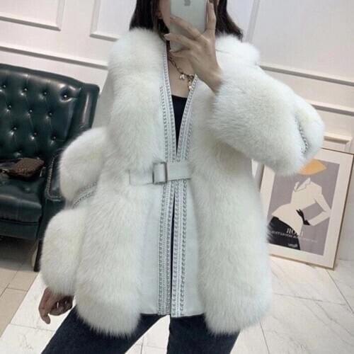 Winter Fashion Women Real Fur Coats Outwear 2020 New Natural Whole Skin Genuine Sheepskin Leather Jackets Fox Fur Overcoat Woman