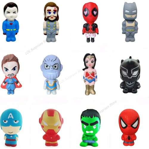 Squishy Toys Marvel Iron Man Spiderman Anime Figure Soft Toy Antistress Stress Reliever Toys Disney Captain America Cartoon Gift