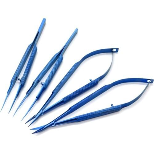 Titanium Tlloy Surgical Instruments Ophthalmic Microsurgical Dental Instruments Needle Holders + 11.5cm Scissors +Tweezers