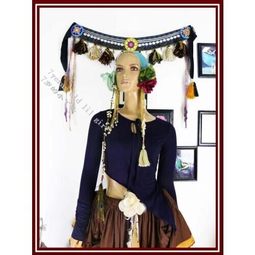 Belly Dance Top Modal With Small Horn Sleeve Wear Yoga Tribal Fusion HHK25