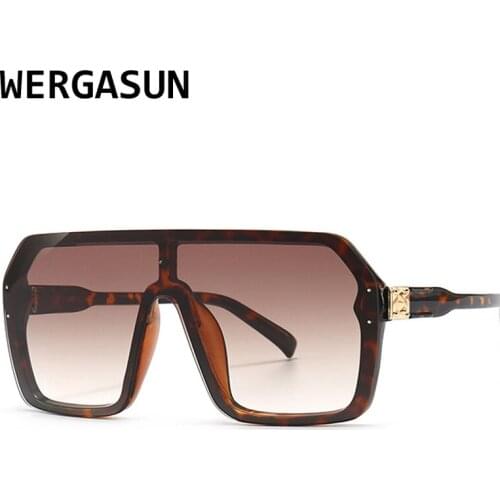 WERGASUN Vintage Oversize Square Sunglasses Luxury Brand Big Frame Sun Glasses Female Shades Coulos