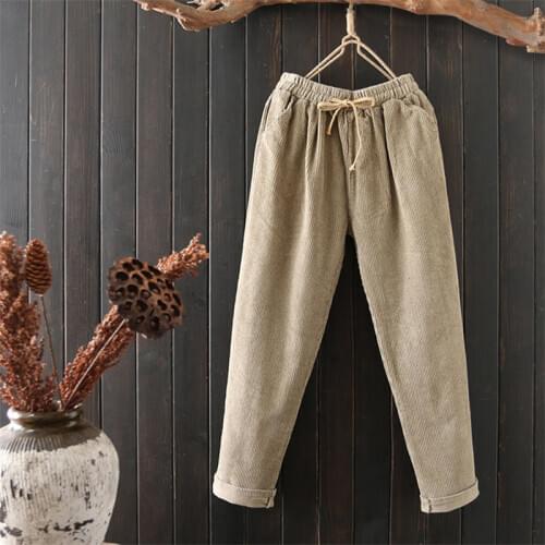 Autumn Winter Streetwear Corduroy Pants Women Trousers Corduroy Pants Women Casual Vintage High Waist Harem Pants HK445