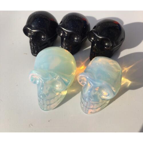 1pcs Hot sale hand carved gemstone opal crystal mini skull heads