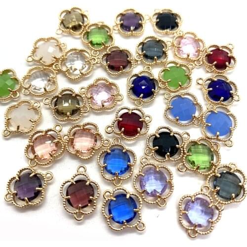 10pcs 11mm Golden Crystal Birthstone Connector Small Jewelry Used To Make DIY Earrings Bracelets Can Make Small Bead Jewelry