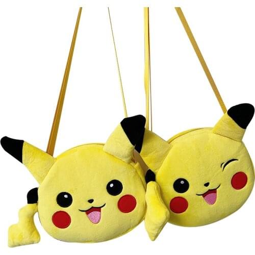 19cm Original Fashion Cartoon Pokemon Plush Cute Anime Backpack Pikachu 19cm Childrens Messenger Boys Girls Coin Purse Gifts