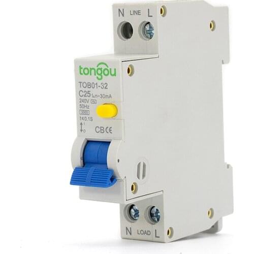 1P+N 18mm 240V 50/60Hz 25A Residual current Circuit breaker with over current and Leakage protection 30mA RCBO