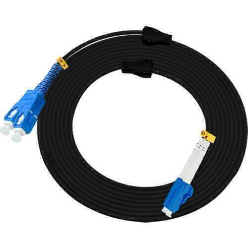 49FT Outdoor Armored 15Meters LC-SC Duplex OS1 Single-mode Fiber Optic Cable Patch Cord Jumper LC to SC LC/PC-SC/PC