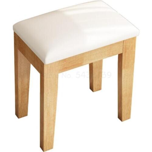 600 Nordic solid wood dressing table stool leather soft bag small square bench makeup board desk bedroom home Princess shoe