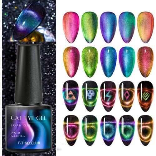 9D Chameleon Cat Eye Nail Gel Polish Starry Sky Shining Laser Magnet Nails Gel Magnetic Soak Off UV Gel Varnish Black Base Need