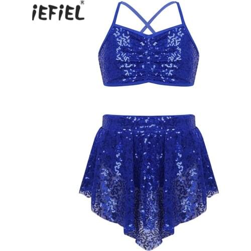 Toddler Girls Glittery Sequins Ballet Dance Costume Latin Dance Dress Modern Contemporary Dance Wear Girls Clothes Children Sets