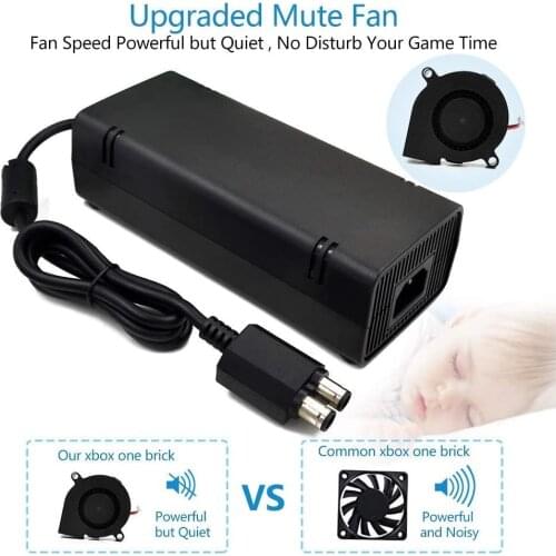 NUOLIANXIN Power Supply Brick for Xbox 360 Slim, AC Adapter Power Cord Replacement Charger for Xbox 360 Slim Console