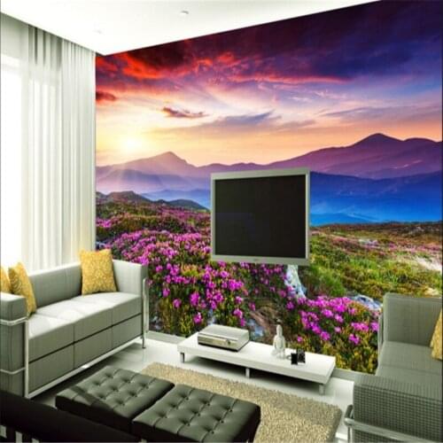 Beibehang Large Custom Wallpapers Alpine Flowers Sunrise Landscape Modern minimalist TV backdrop papel de parede 3d paisagem