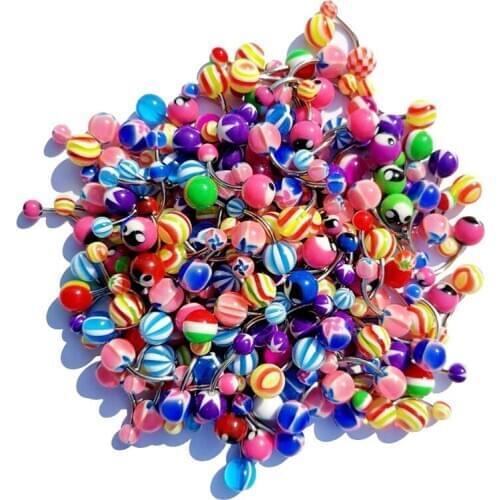 Colorful Sexy Belly Bars Body Piercing Button Ring Navel Barbell Jewerly Lip Piercing Unisex Fashion Jewelry 20/30/50/60PCS/Set