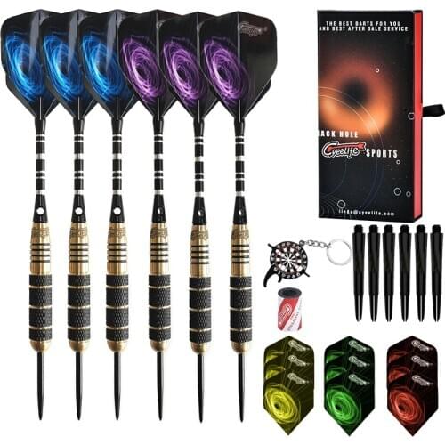 CyeeLife 3pc Professional 18/22 grams Steel Tip Darts Hard Brass Darts with Free Carry Case High Quality Darts for games