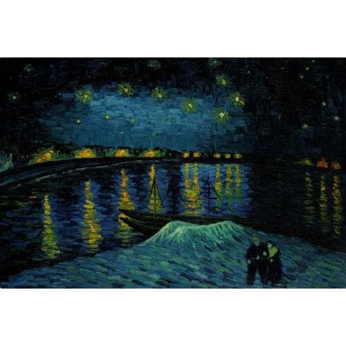 Handmade Canvas Painting Starry Night Over the Rhone Van Gogh Oil Painting Landscapes Home Decor Unframed