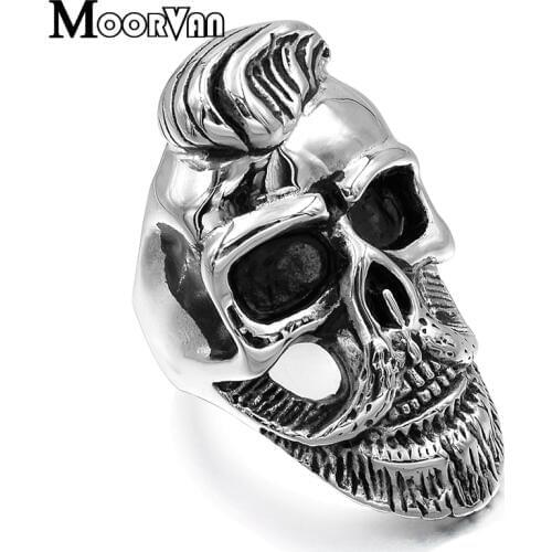 Moorvan USD 1.99/PC,old gentleman beard skull ring,punk/rock/cool/fashion/hiphop stainless steel jewelry rings USA SIZE 7-13