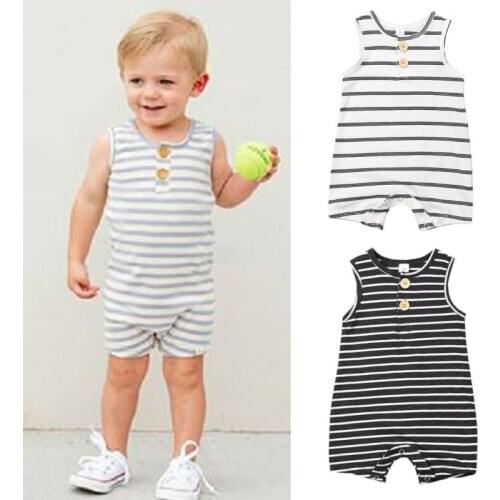 2020 Baby Romper Newborn Baby Clothes Boys Girls Striped Sleeveless Rompers Summer Jumpsuit Outfit Casual baby boy clothes 0-24M