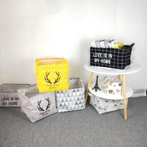 RR7 Cube Folding Laundry Basket For Kids Toy Book Storage Basket Sundries Clothes Organizer Storage Box Home Container Barrels