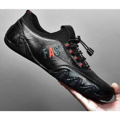 WEH Genuine Leather Men Sneakers Qulaity Casual shoes Slip-on Softy Luxury brand shoes for Men Loafers Moccasins Driving Shoes