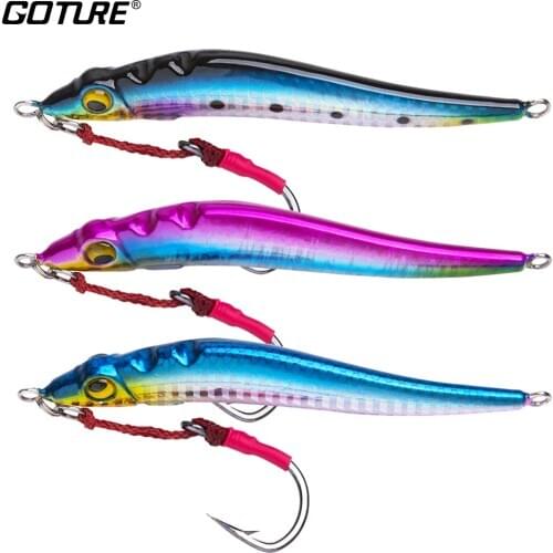 Goture 100g 150g Metal Spoon Fishing Lure Slow Jig Jigging Bait for Saltwater Hard Lures for Sea Bass Trout Fishing Tackles