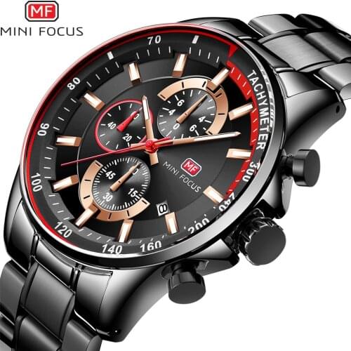 MINI FOCUS Top Brand Luxury Sport Men Quartz Watch Stainless Steel Strap Chronograph Multifunction Classic Male Wrist Watches