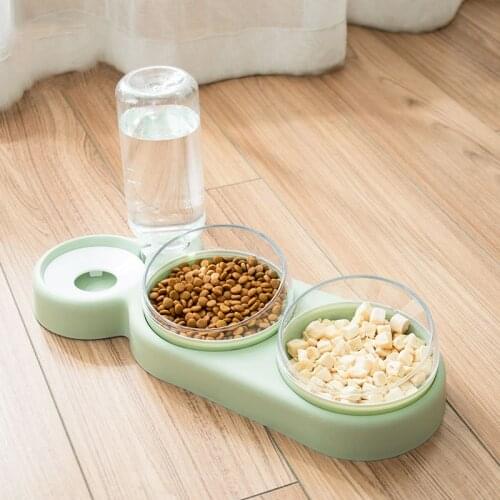 Pet Bowl Automatic Feeder Dog Cat Food Bowl with Water Dispenser Double Bowl Drinking Raised Stand Dish Bowls with Pet Supplies