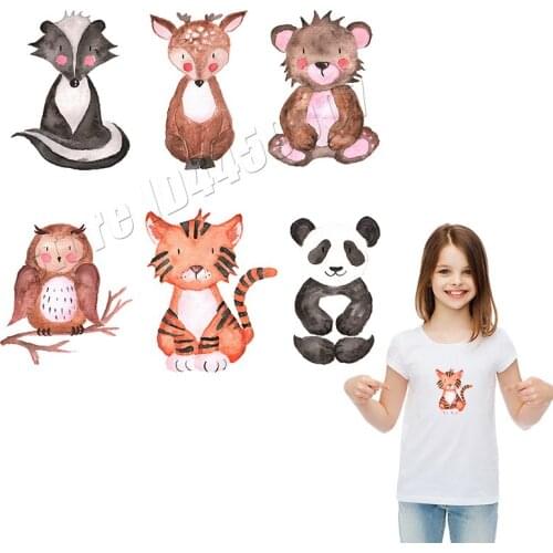Animals Stickers For Kids Cartoon Patches Panda Deer Tiger Parches Washable Custom Accessory DIY Applique Sweet Patches