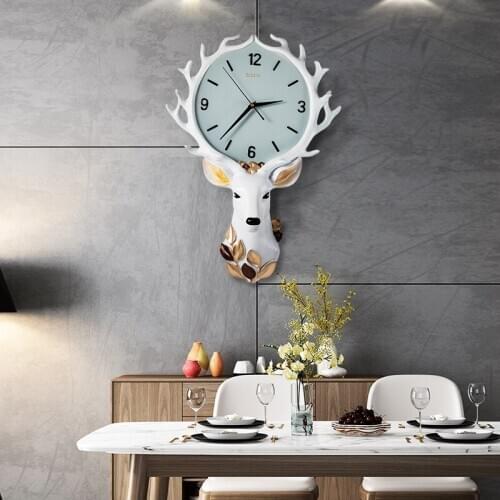 Deer Head Wall Clock A Living Room Modern Concise Personality Mute Clock Atmosphere Northern Europe Light Luxurious Originality