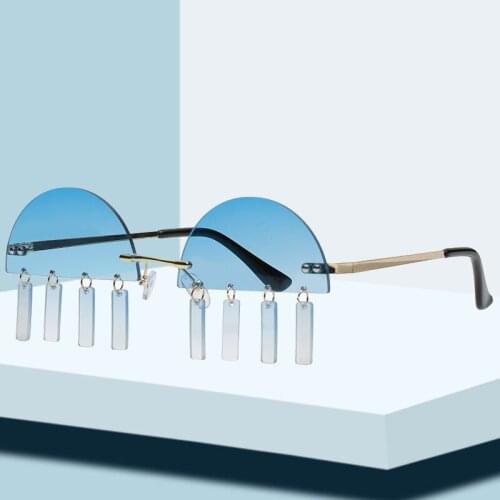 Rimless Sunglasses Women 2021 Brand Design Zonnebril Dames Jellyfish Shape Punk All-match Sunglasses UV400 Vintage Eyewear New