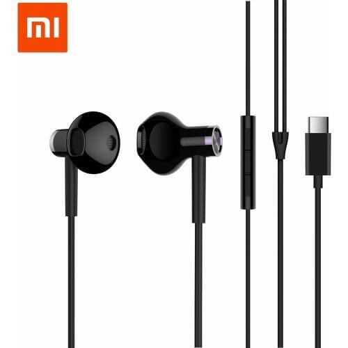 Original Xiaomi Mi Dual Driver Earphones Type-C MEM Mic Tenacity Wire Control Half-In-Ear Earphone Hybrid DC Dynamic