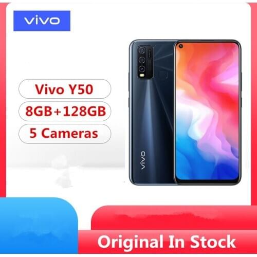 Original Vivo Y50 4G LTE Mobile Phone Snapdragon 665 Android 10.0 6.53" IPS 2340x1080 8GB RAM 128GB ROM 5 Cameras Fingerprint