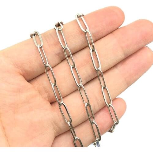 1Meter 4 Sizes Stainless Steel Flat Oval Chains Link For DIY Bracelets Necklace Ankle Jewelry Making Findings Accessories
