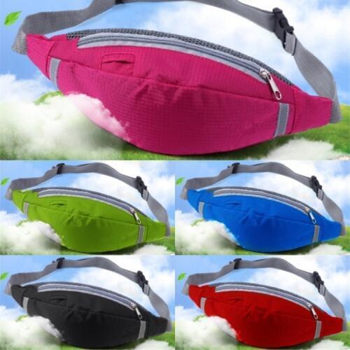 Unisex Running Waist Pack Mobile Phone Bag Money Belt Sport Bag For Traveling Hiking Climbing Fishing Cycling Women Men Pink