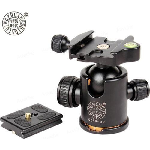 QZSD Q02 Professional Camera Tripod Ball Heads with Quick Release Plate 1/4" Screw 3/8" screw nut for DSLR Camera Tripod