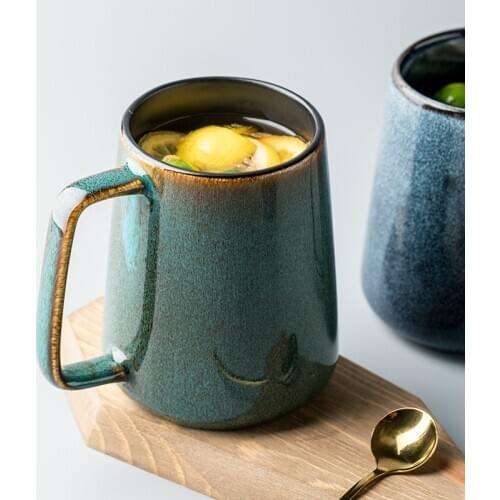 Nordic Vintage Coffee Mug Large Green Porcelain Mug Bulk Luxury Simple Home Milk Tea Cup Christmas Water Cup Potter Cup AC50MU