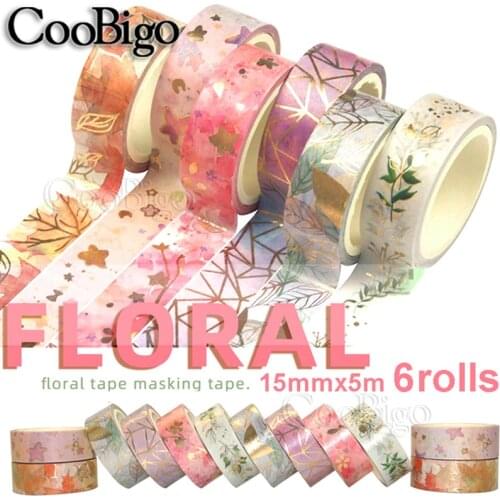 1Set Washi Tape Adhesive Tape Floral Flower Plant Kawaii Decorative Masking Tape for Scrapbooking Gifts DIY Photo Album Diary