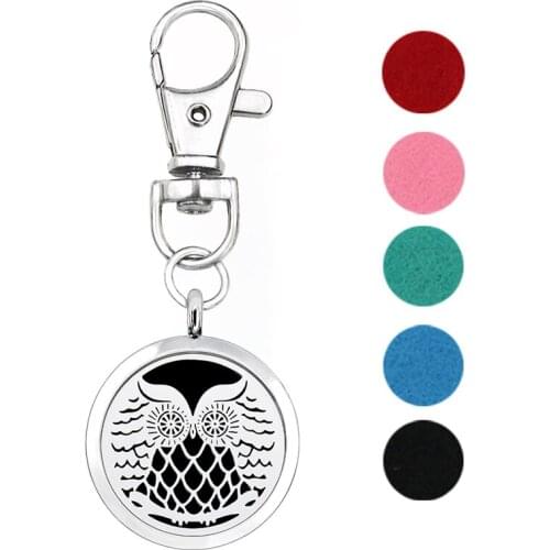 Owl Paw 30mm Essential Oil Perfume Locket Keyring Lobster Clasp Aromatherapy Diffuser Locket Keychain For Women Jewelry Making