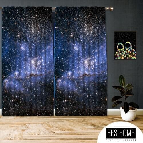 Space-X,Window Curtain 2 panels set, Blackout , Room darkering,Custom size, made to order
