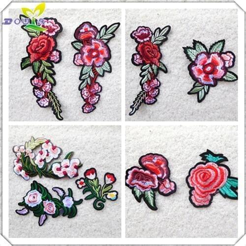 Special offer a beautiful plant color flower flower embroidery handmade DIY sweater pants clothes stick hole cloth
