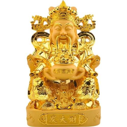 Chinese style cornucopia statue of God of Wealth,Resin modern art sculpture，Home decoration accessories，High-end gift statue