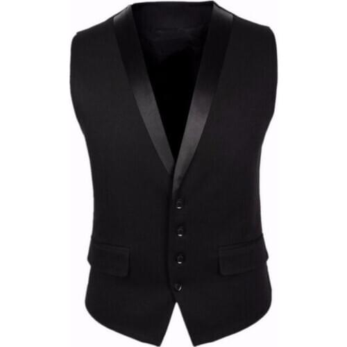 TPSAADE Black Men Suit Vest Four Buttons 2 Pockets for Men' Wedding Fashion Formal Vest Single Breasted Men Jacket Sleeveless