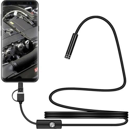 1 M 7mm Micro USB/Type-c/Android 3-in-1 Computer Endoscope Borescope Waterproof Micro USB Camera Inspection Tube