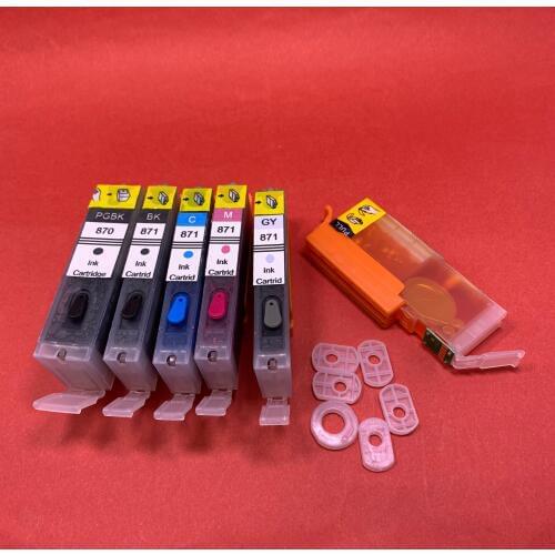 YOTAT 6pcs Full PGI-870XL Refillable ink cartridge PGI-870 CLI-871 for Canon PIXMA MG7780 TS9080 TS8080