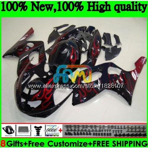 YZF 600R For YAMAHA Thundercat YZF600R 96 02 03 04 05 06 07 73BS.86 YZF-600R 2002 2003 2004 2005 2006 2007 Fairing Red flames