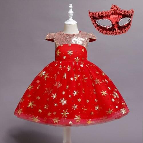 Kids Evening Dresses for Girls Cosplay Costume Girls Christmas Halloween Sequins Flower Baby Princess Dress Children Party Dress