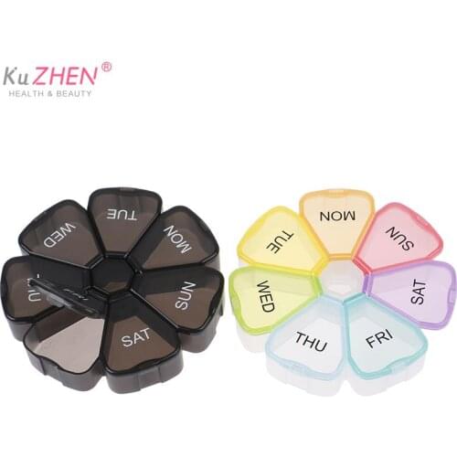 1/2pc Colourful Pill Case Plastic 7Day Tablet Candy Box Portable Storage Tablet Holder Travel Organizer Pill Dispenser Container