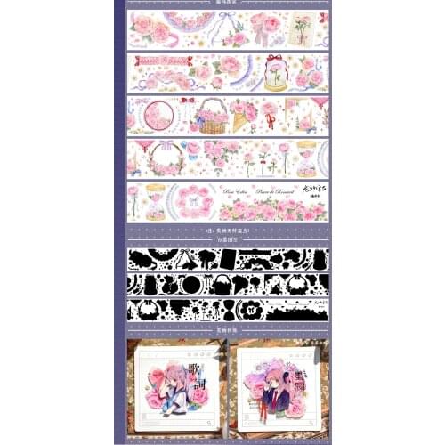 1 Loop Cute Washi Pink Flower Basket Pet Teak Tape 145cm