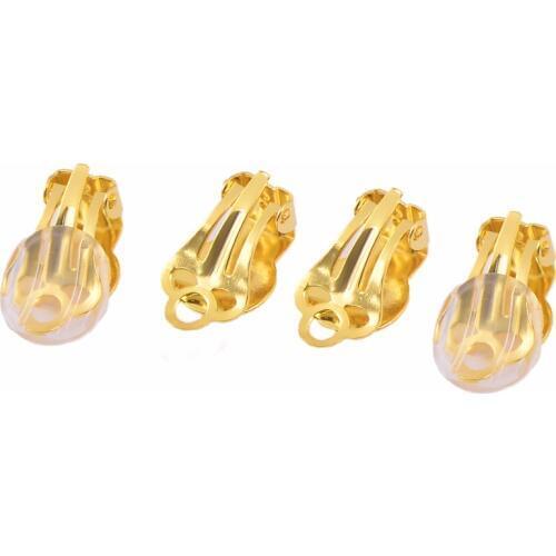 SEA MEW 10 PCS 9mm Flat Base Copper Gold Ear Clips For Women Earring Clips Anti-pain Pad Findings For Jewelry Making