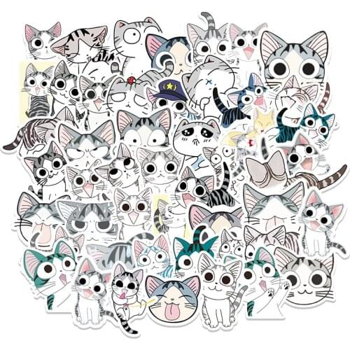 10/53PCS/Set Zhang Cartoon Private House Cat Sticker Creative Cheese Cat Luggage Guitar Computer Phone Sticker Childrens Toys