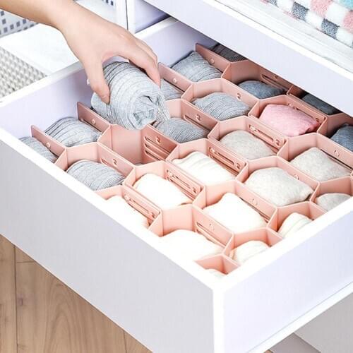 12Pcs Grid Drawer Divider Board Home DIY Space Storage Rack Split Bar Socks Organizer Eesy To Install